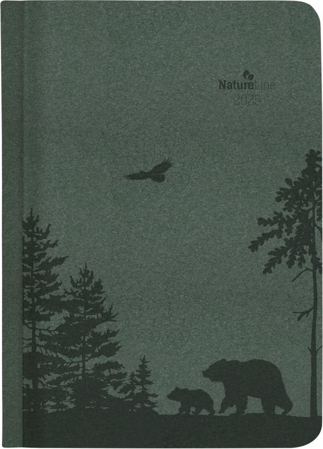 Alpha Edition - Wochen-Minitimer Nature Line Pine 2025 Taschenkalender, 10,7x15,2cm, Kalender mit 192 Seiten, Notizbereich, Adressteil, Monatsübersicht und internationales Kalendarium