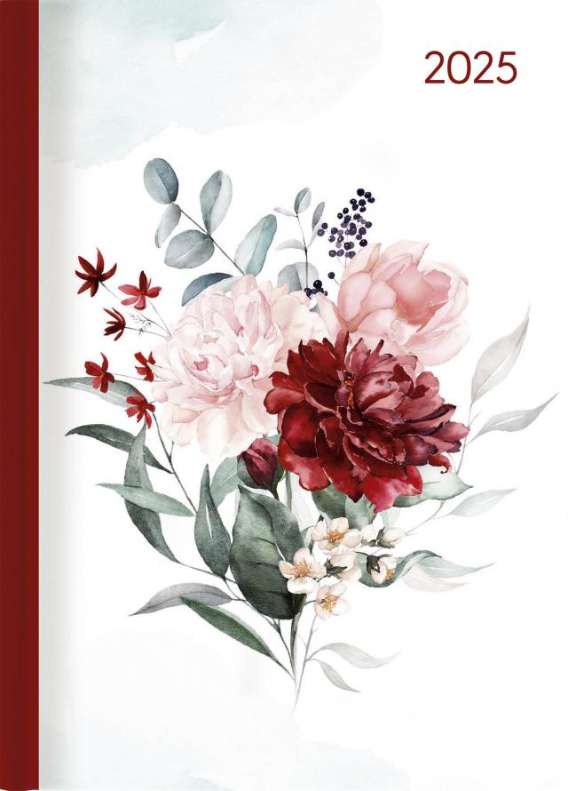 Alpha Edition - Ladytimer Roses 2025 Taschenkalender, 10,7x15,2cm, Kalender mit 192 Seiten, Notizmöglichkeiten nach jedem Tag, Bucket List, Mondphasen und internationales Kalendarium