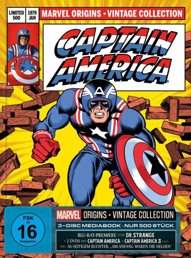 Marvel Origins - Captain America I+II + Dr. Strange, Cover B, 1 Blu-ray + 2 DVD (Mediabook)