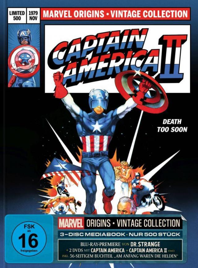 Marvel Origins - Captain America I+II + Dr. Strange, Cover C, 2 Blu-ray + 2 DVD (Mediabook)