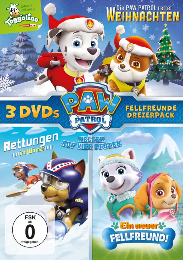 Paw Patrol: Die Paw Patrol rettet Weihnachten, Paw Patrol: Rettungen im Winter & Paw Patrol: Ein neuer Fellfreund!, 3 DVD