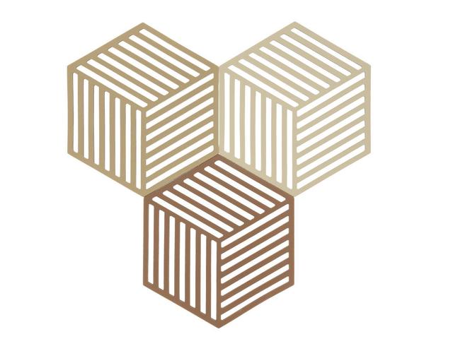 Untersetzer-Set Hexagon 3 Stck. Khaki/Warm sand/Almond