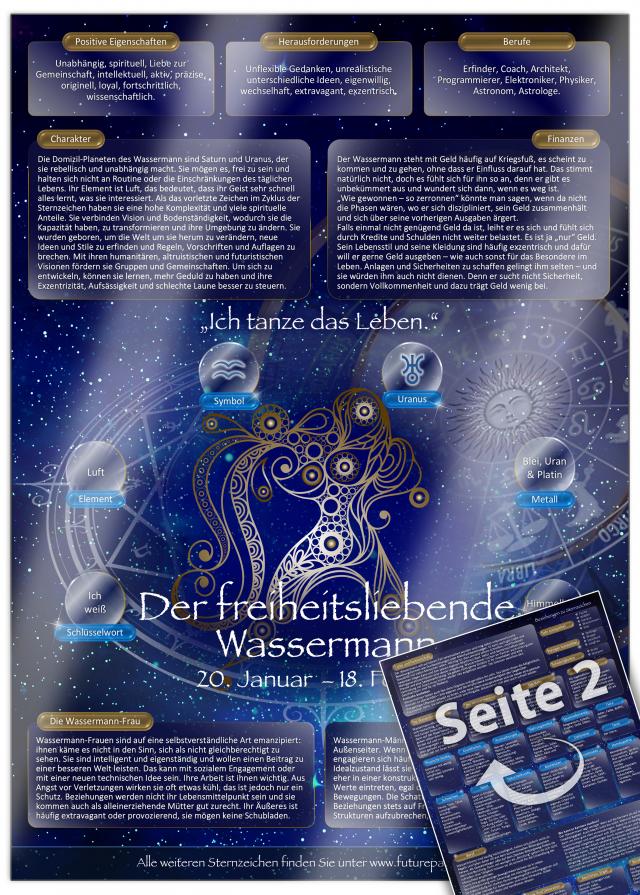 Sternzeichen Wassermann 2024 - Die Horoskop- und Charakter-Karte für Liebe, Partnerschaft, Beruf, Finanzen und Gesundheit