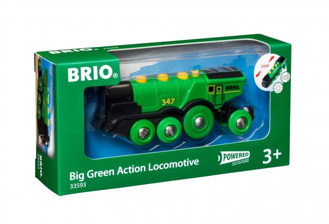 BRIO World 33593 Grüner Gustav elektrische Lok – Batterie-Lokomotive mit Licht & Sound – Kleinkinderspielzeug empfohlen ab 3 Jahren