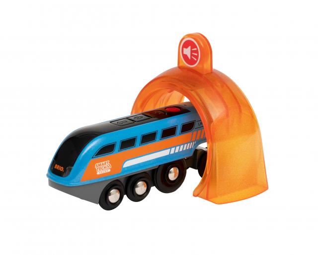 BRIO World 33971 Smart Tech Sound Lok mit Aufnahmefunktion – Elektrischer Zug mit Tunnel – Interaktives Spielzeug empfohlen ab 3 Jahren