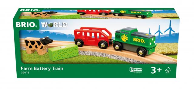 BRIO World – 36018 Bauernhof-Batteriezug | Batteriebetriebene Spielzeuglok für Kinder ab 3 Jahren
