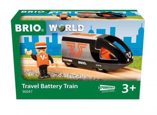 BRIO World – 36047 Orange-schwarzer Reisezug | Batteriebetriebener Spielzeugzug für Kinder ab 3 Jahren