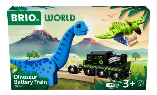 BRIO World – 36096 Dinosaurier Batteriezug | Spielzeugzug für Kinder ab 3 Jahren