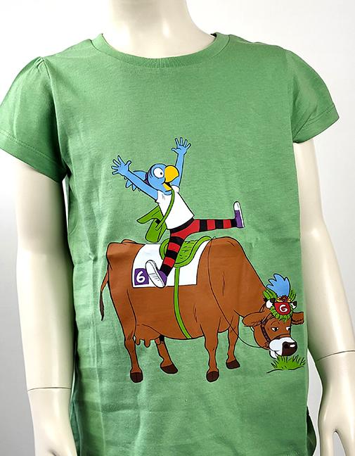 Globine T-Shirt mit Kuh, grün, 122/128