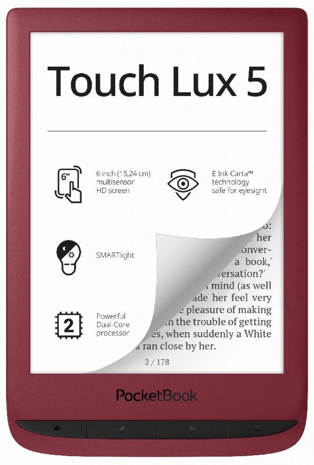 PocketBook Touch Lux 5 RubyRed, E-Book Reader