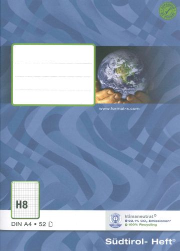 Quaderno Maxi Südtirol- Heft A4 H8 quadretto con margine Q 8