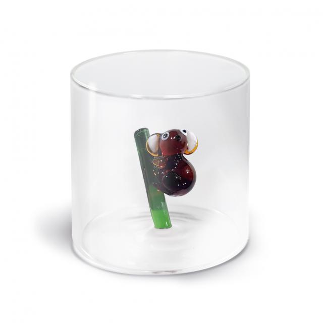 Bicchiere in vetro borosilicato. Capacità 250 ml. Decoro koala