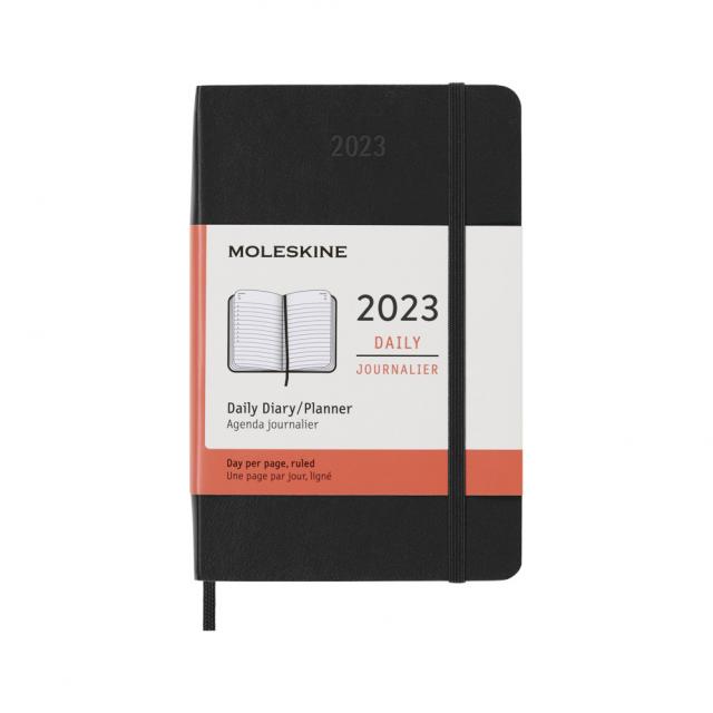 Moleskine 12 Monate Tageskalender 2023, Pocket/A6, 1 Tag = 1 Seite, Kt, Schwarz Kartoniert / Broschiert.