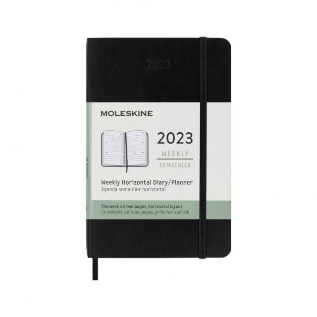 Moleskine 12 Monate Wochenkalender 2023, Pocket/A6, 1 Wo = 2 Seiten, horizontal, Kt, Schwarz Kartoniert / Broschiert.