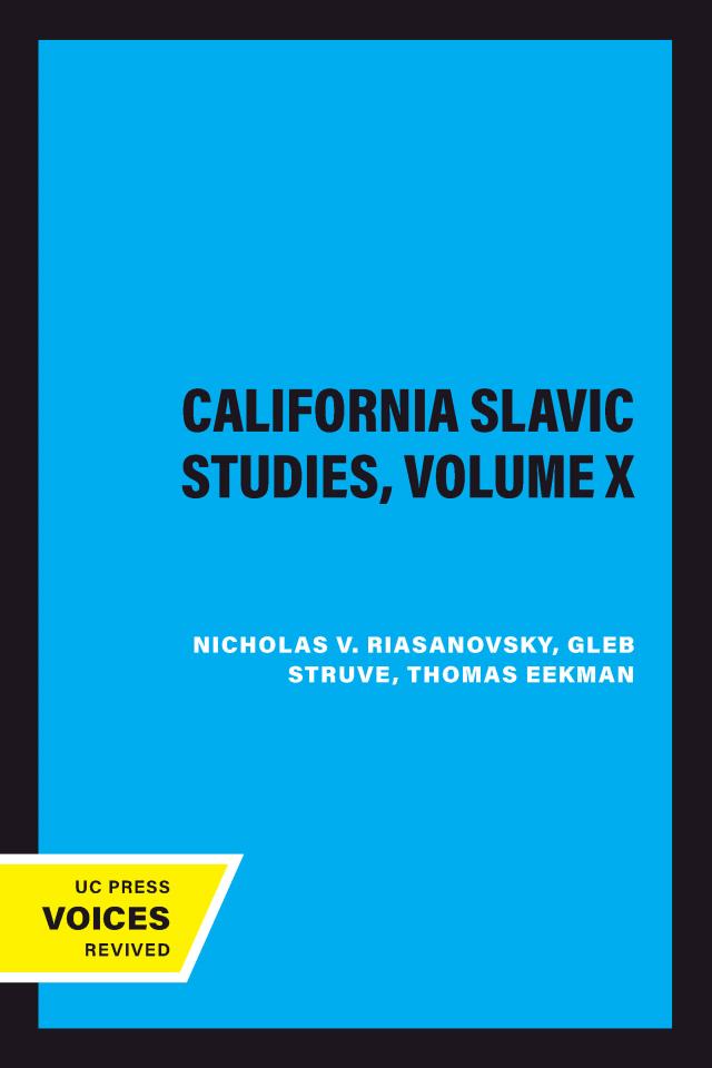 California Slavic Studies, Volume X