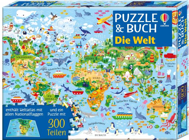 Puzzle und Buch: Die Welt