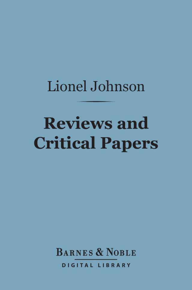 Reviews and Critical Papers (Barnes & Noble Digital Library)