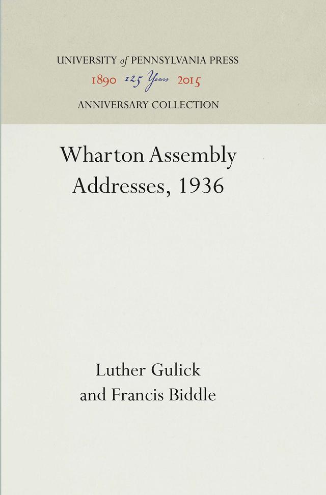 Wharton Assembly Addresses, 1936