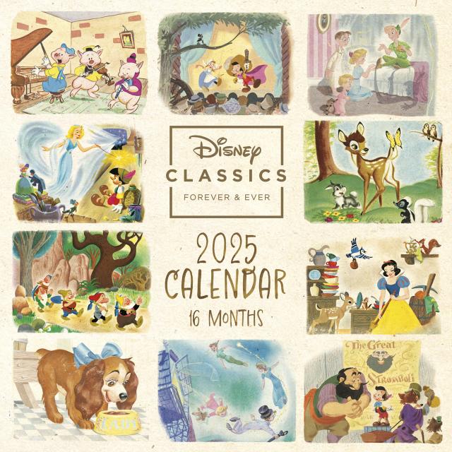 Pyramid – Disney Classics 2025 Broschürenkalender, 30x30cm, Monatskalender für Fans der Disney-Klassiker, Wandkalender mit bunten Illustrationen, nachhaltig nur mit Papierumschlag