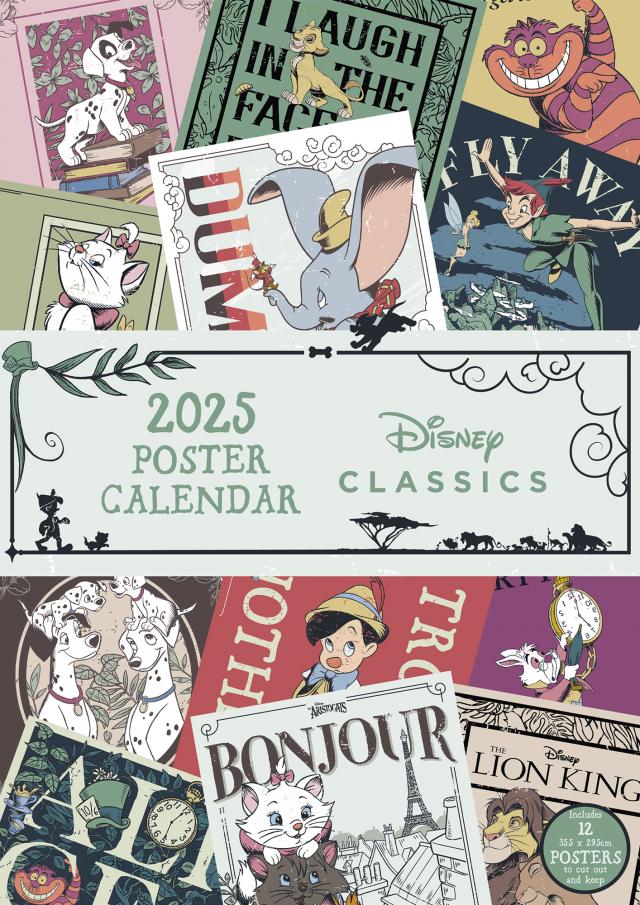 Pyramid – Disney Classics 2025 Posterkalender, 29,7x42cm, Kalender mit beliebten Disney-Motiven, je Monat ein Poster, nachhaltig nur mit Papierumschlag