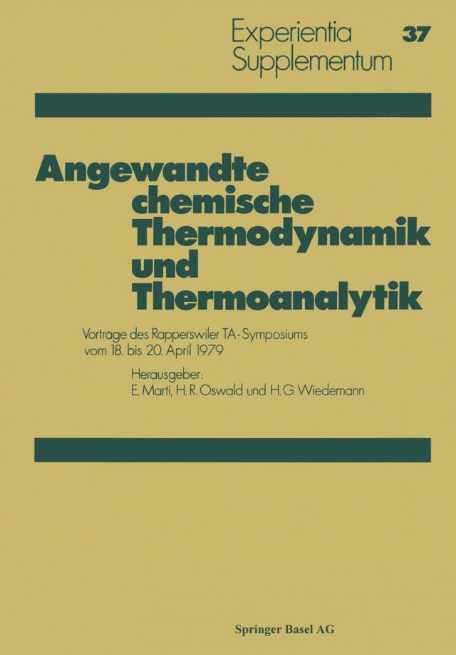 Angewandte chemische Thermodynamik und Thermoanalytik