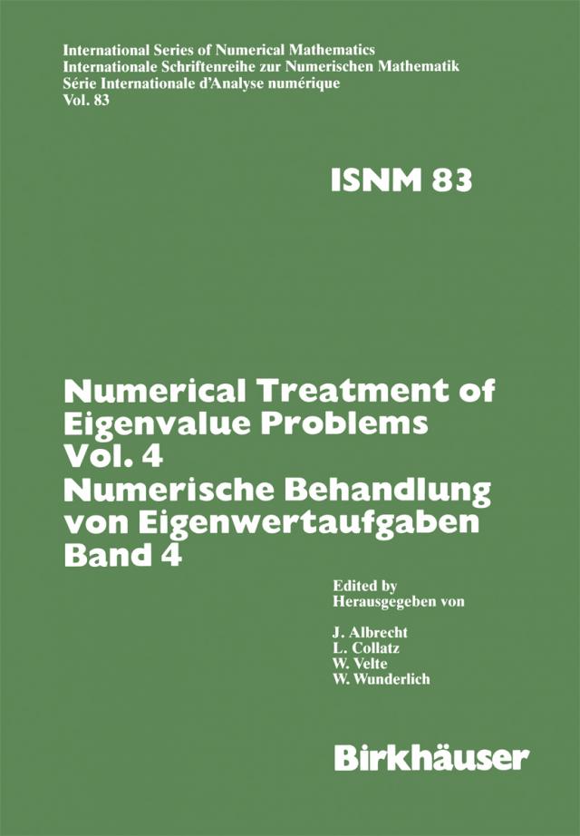 Numerical Treatment of Eigenvalue Problems Vol.4 / Numerische Behandlung von Eigenwertaufgaben Band 4