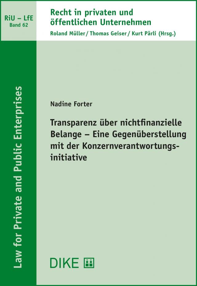 Transparenz über nichtfinanzielle Belange - Eine Gegenüberstellung mit der Konzernverantwortungsinitiative