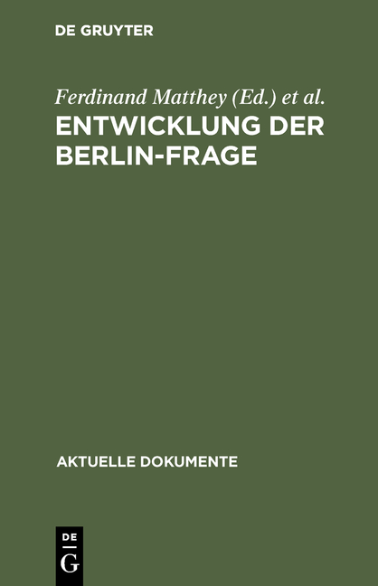 Entwicklung der Berlin-Frage