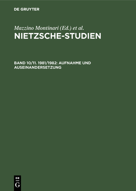 Nietzsche-Studien / Aufnahme und Auseinandersetzung