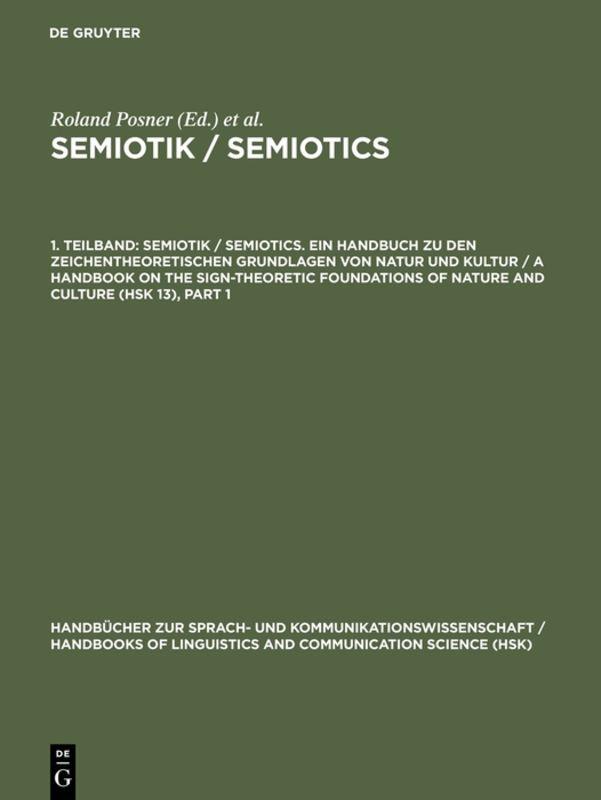 Semiotik / Semiotics / Semiotik / Semiotics. 1. Teilband