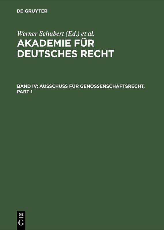 Akademie für Deutsches Recht / Ausschuß für Genossenschaftsrecht