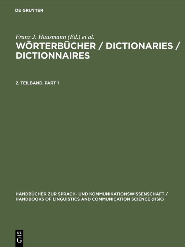Wörterbücher / Dictionaries / Dictionnaires / Wörterbücher / Dictionaries / Dictionnaires. 2. Teilband