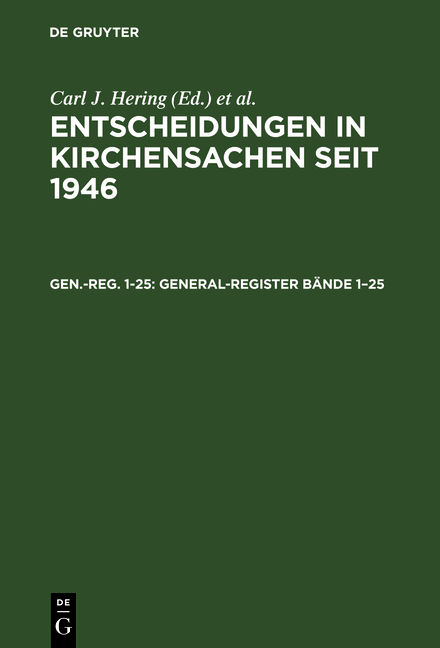 Entscheidungen in Kirchensachen seit 1946 / General-Register Bände 1–25