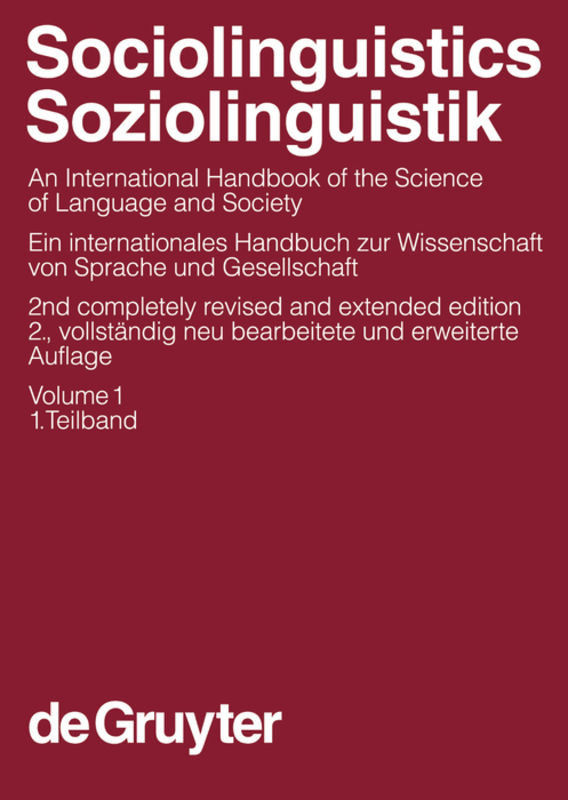 Sociolinguistics / Soziolinguistik / Sociolinguistics / Soziolinguistik. Volume 1