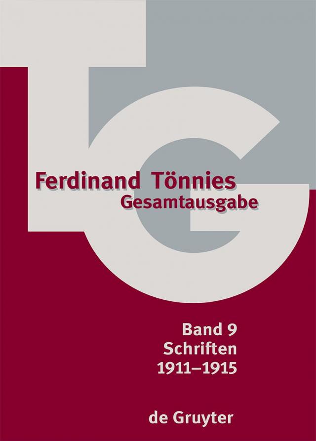 Ferdinand Tönnies: Gesamtausgabe (TG) / 1911–1915