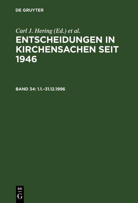 Entscheidungen in Kirchensachen seit 1946 / 1.1.–31.12.1996