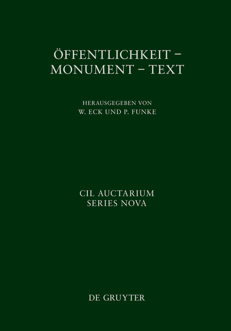 Corpus inscriptionum Latinarum. Auctarium Series Nova / Öffentlichkeit - Monument - Text