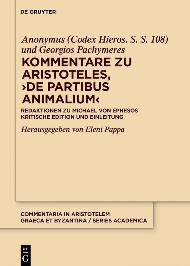Kommentare zu Aristoteles, 'De partibus animalium'