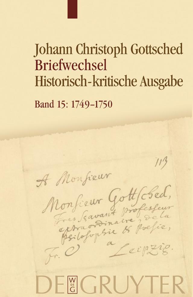 Johann Christoph Gottsched: Briefwechsel / Oktober 1749 − Mai 1750