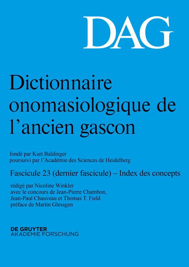 Dictionnaire onomasiologique de l’ancien gascon (DAG). Fascicule 23