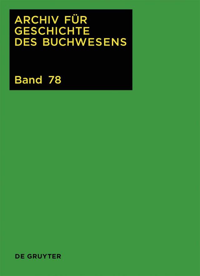 Archiv für Geschichte des Buchwesens / 2023