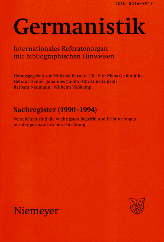 Germanistik, Sachregister (1990-1994)