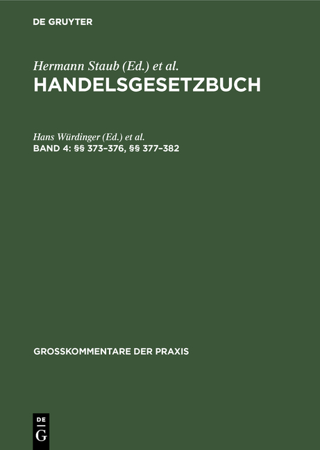 Handelsgesetzbuch / §§ 373–376, §§ 377–382