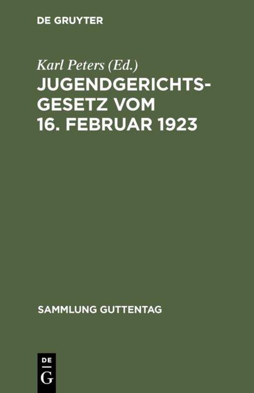 Jugendgerichtsgesetz vom 16. Februar 1923