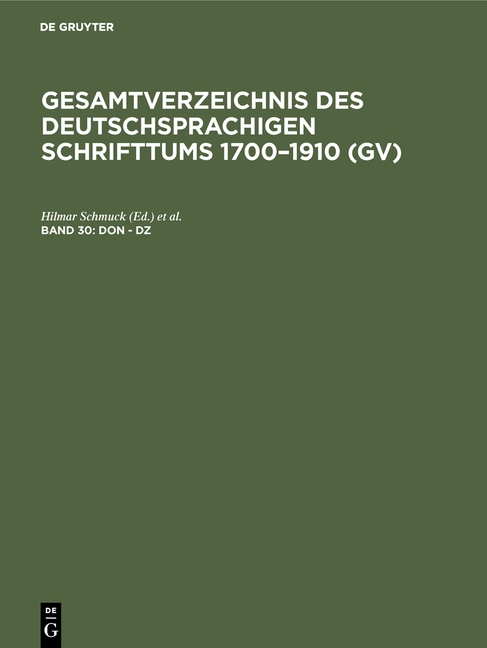 Gesamtverzeichnis des deutschsprachigen Schrifttums 1700–1910 (GV) / Don - Dz