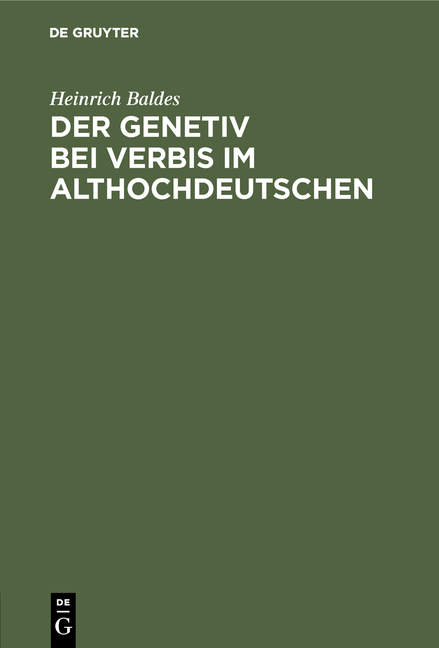 Der Genetiv bei verbis im Althochdeutschen