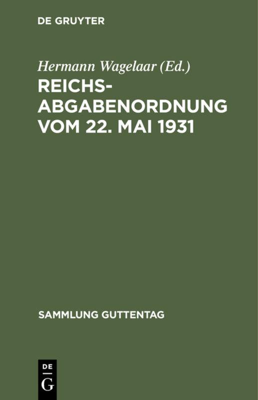 Reichsabgabenordnung vom 22. Mai 1931