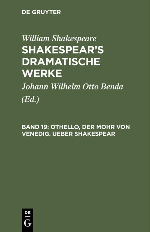 Othello, der Mohr von Venedig. Ueber Shakespear