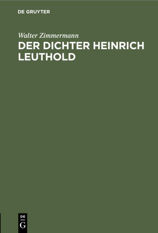 Der Dichter Heinrich Leuthold