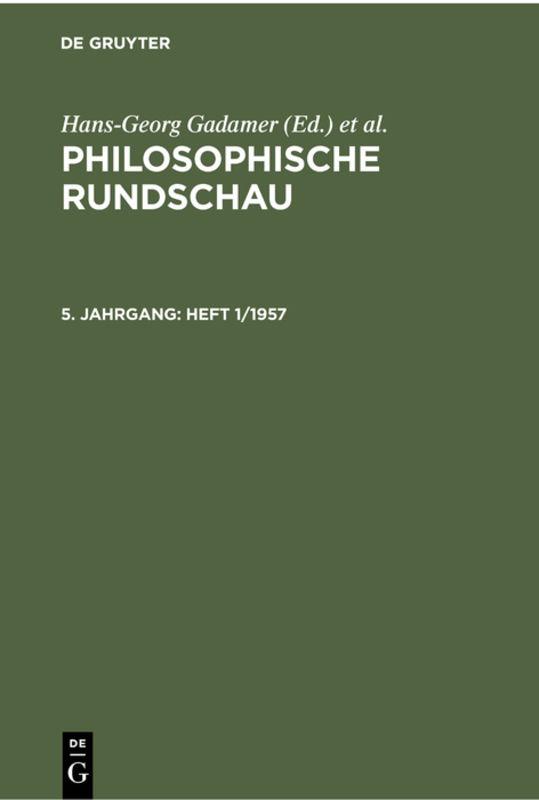 Philosophische Rundschau / Heft 1/1957